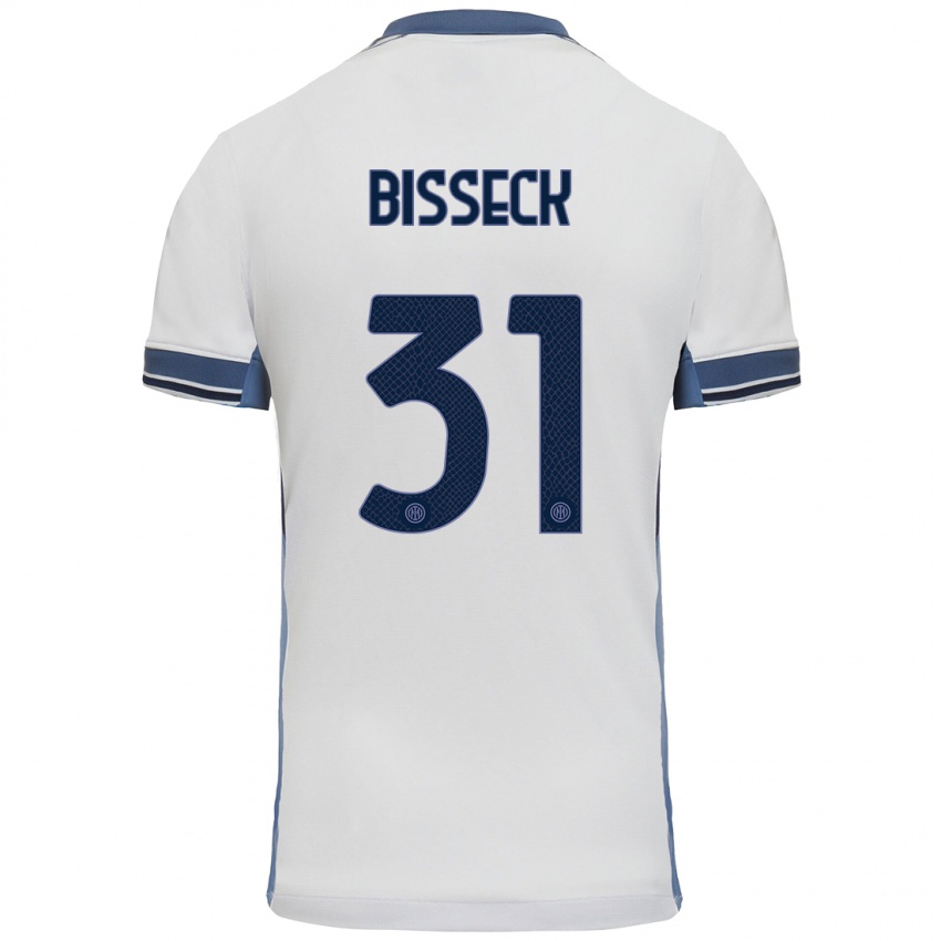 Niño Camiseta Yann Bisseck #31 Blanco Gris 2ª Equipación 2024/25 La Camisa Chile