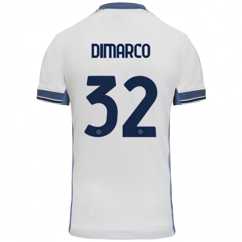 Niño Camiseta Federico Dimarco #32 Blanco Gris 2ª Equipación 2024/25 La Camisa Chile