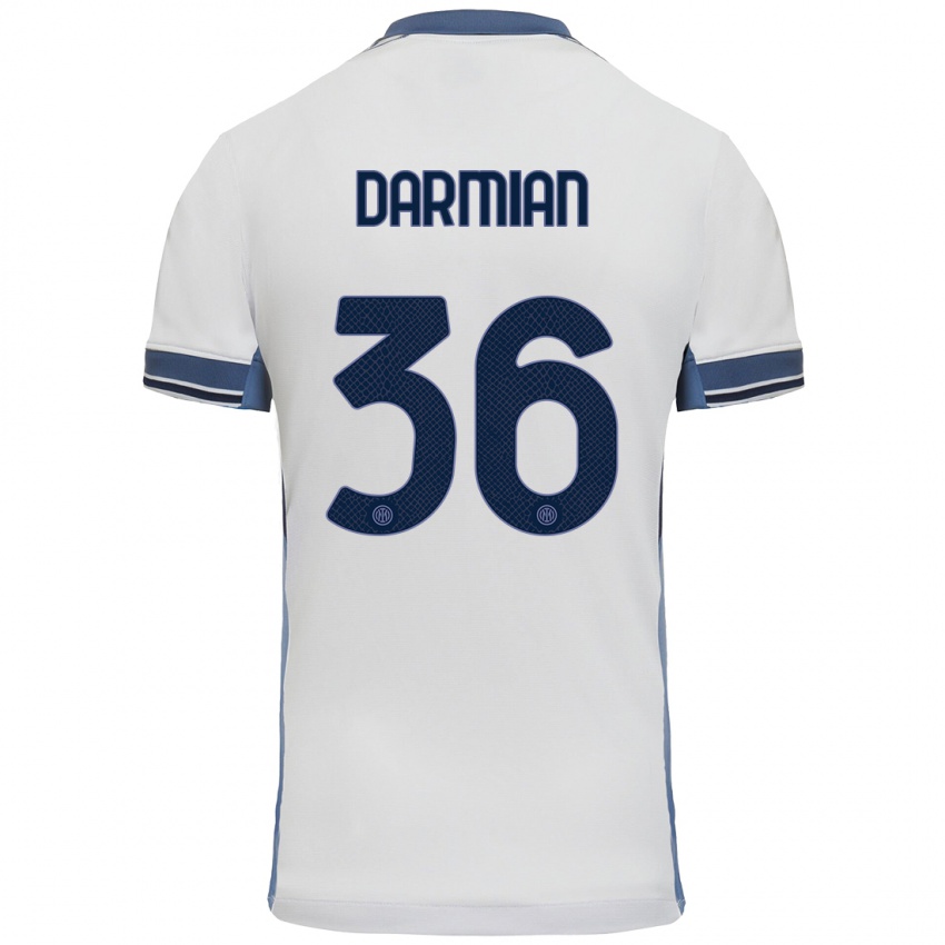 Niño Camiseta Matteo Darmian #36 Blanco Gris 2ª Equipación 2024/25 La Camisa Chile