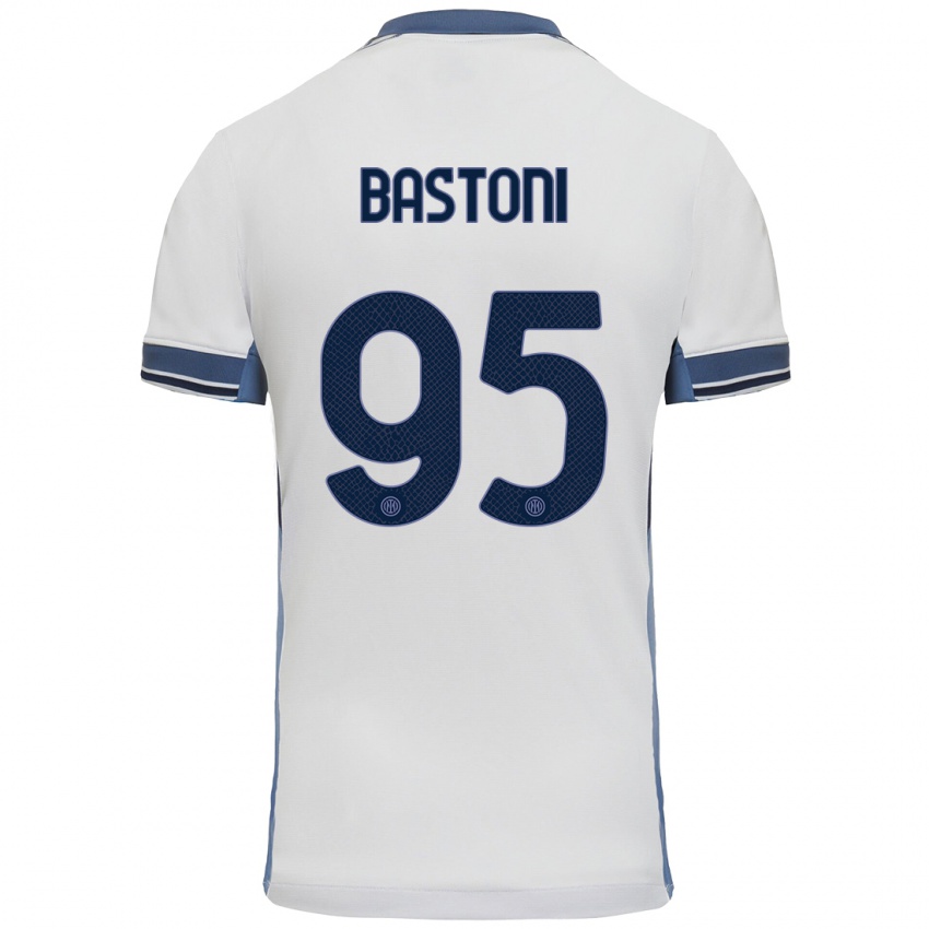 Niño Camiseta Alessandro Bastoni #95 Blanco Gris 2ª Equipación 2024/25 La Camisa Chile