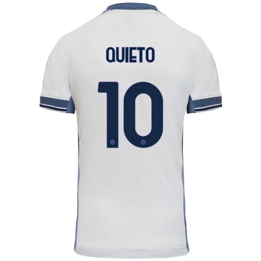 Niño Camiseta Daniele Quieto #10 Blanco Gris 2ª Equipación 2024/25 La Camisa Chile