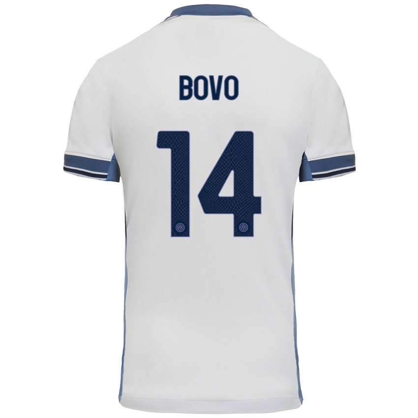 Niño Camiseta Leonardo Bovo #14 Blanco Gris 2ª Equipación 2024/25 La Camisa Chile