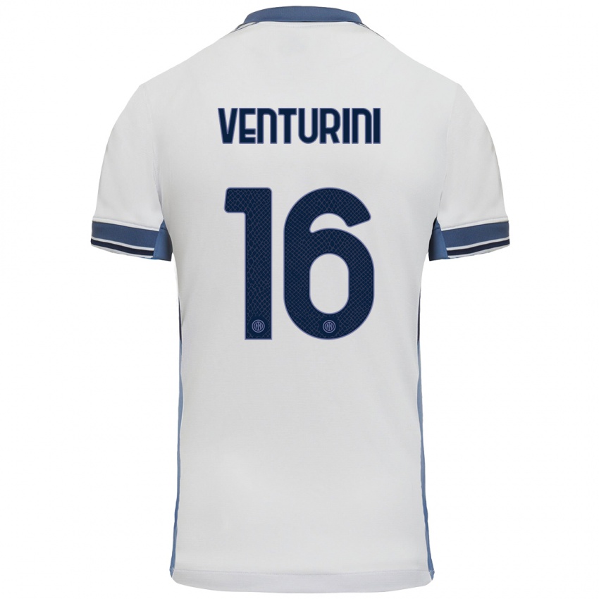 Niño Camiseta Matteo Venturini #16 Blanco Gris 2ª Equipación 2024/25 La Camisa Chile