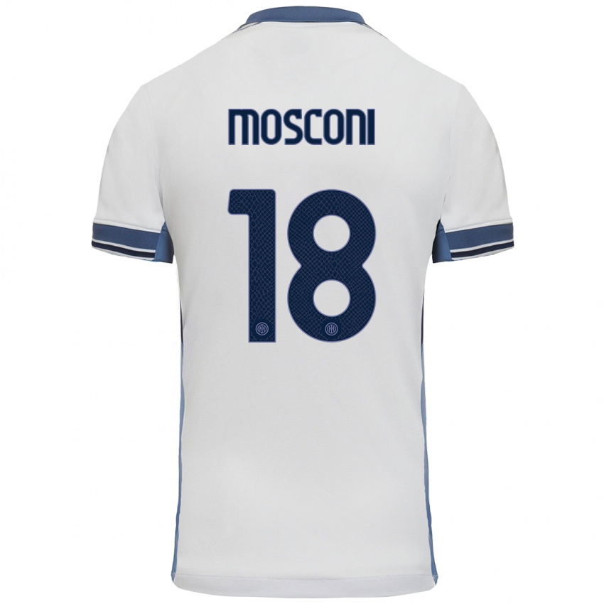 Niño Camiseta Mattia Mosconi #18 Blanco Gris 2ª Equipación 2024/25 La Camisa Chile