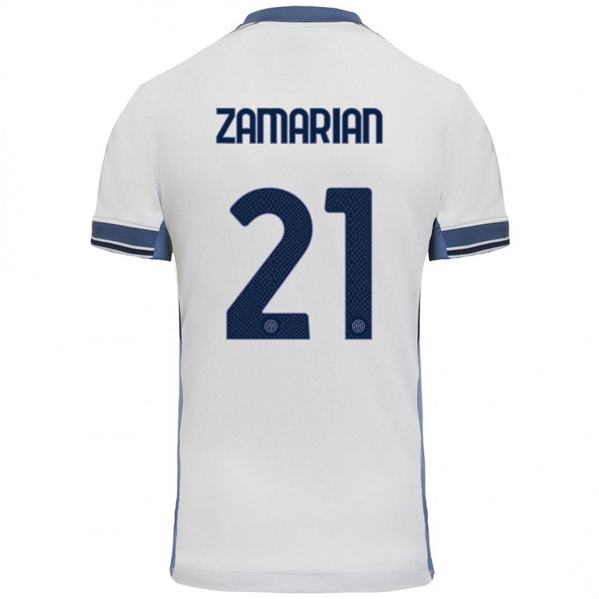 Niño Camiseta Matteo Zamarian #21 Blanco Gris 2ª Equipación 2024/25 La Camisa Chile