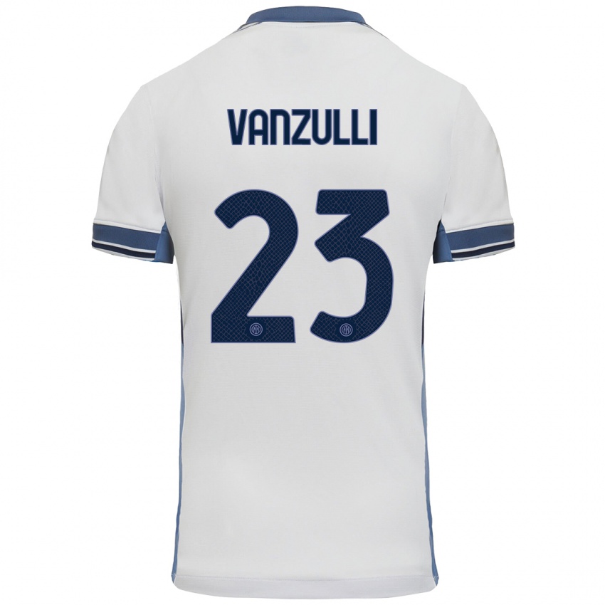 Niño Camiseta Marco Vanzulli #23 Blanco Gris 2ª Equipación 2024/25 La Camisa Chile