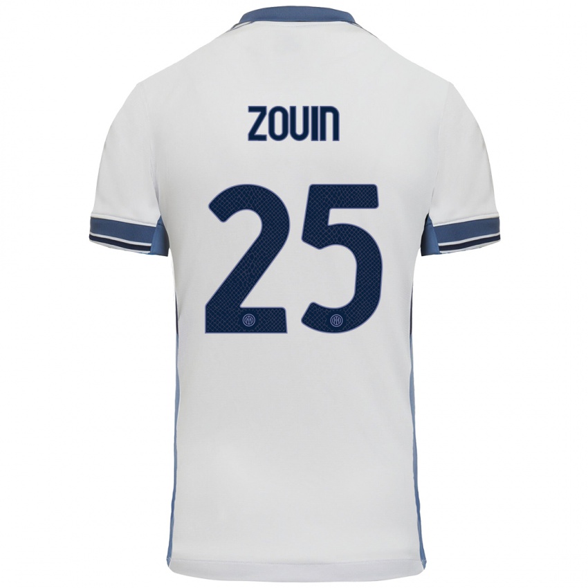 Niño Camiseta Aymen Zouin #25 Blanco Gris 2ª Equipación 2024/25 La Camisa Chile