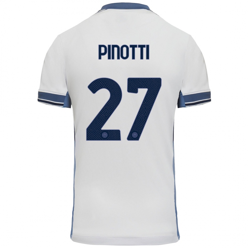 Niño Camiseta Manuel Pinotti #27 Blanco Gris 2ª Equipación 2024/25 La Camisa Chile