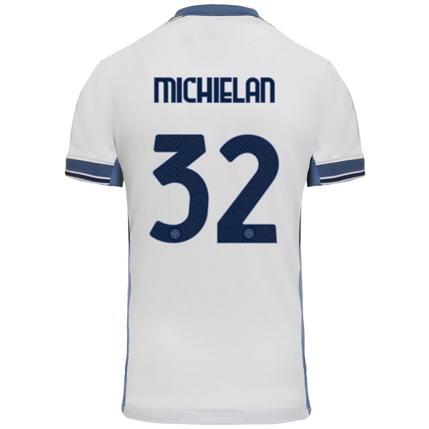 Niño Camiseta Mattia Michielan #32 Blanco Gris 2ª Equipación 2024/25 La Camisa Chile