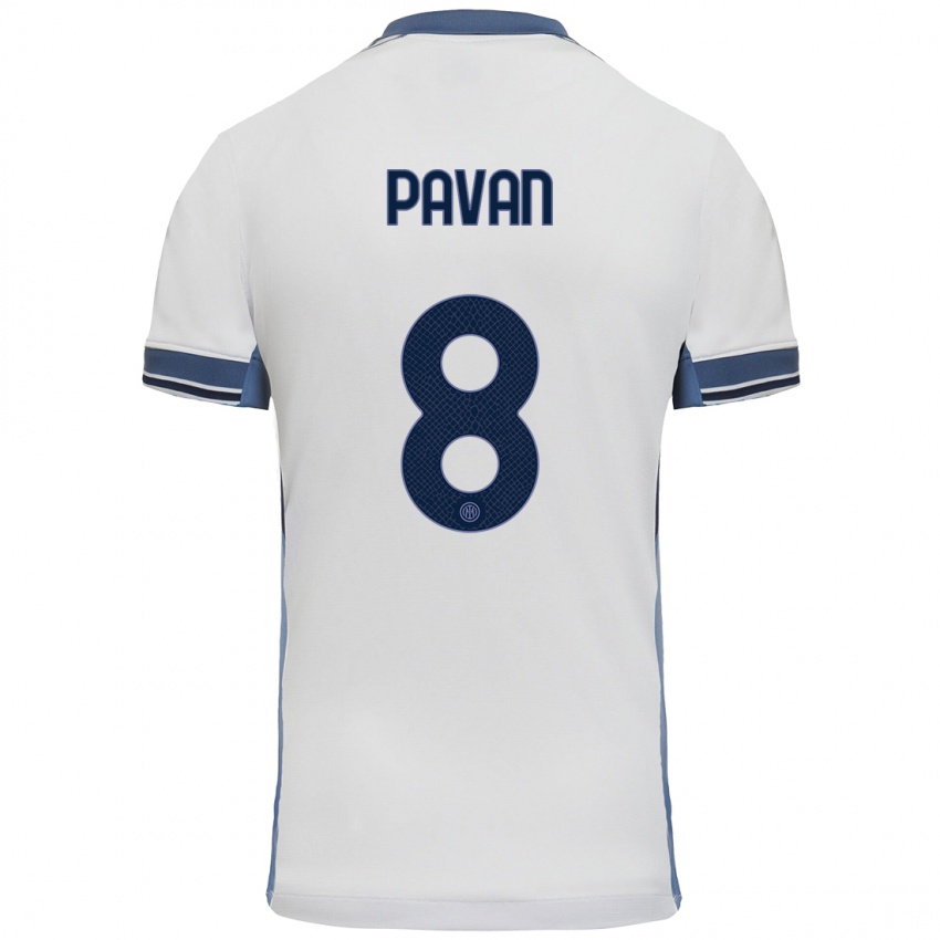 Niño Camiseta Matilde Pavan #8 Blanco Gris 2ª Equipación 2024/25 La Camisa Chile