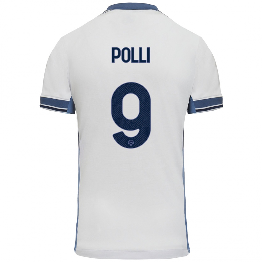 Niño Camiseta Elisa Polli #9 Blanco Gris 2ª Equipación 2024/25 La Camisa Chile