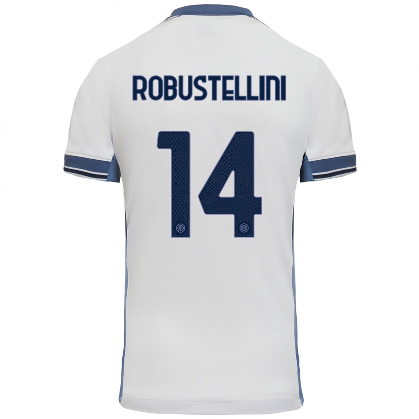 Niño Camiseta Chiara Robustellini #14 Blanco Gris 2ª Equipación 2024/25 La Camisa Chile