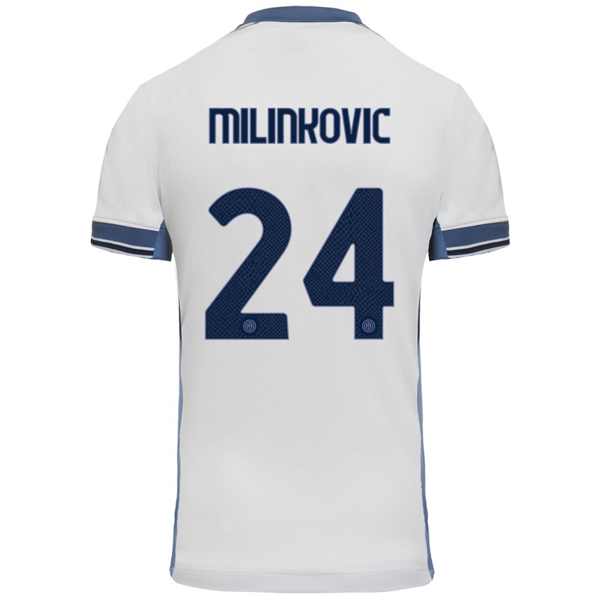 Niño Camiseta Marija Milinković #24 Blanco Gris 2ª Equipación 2024/25 La Camisa Chile