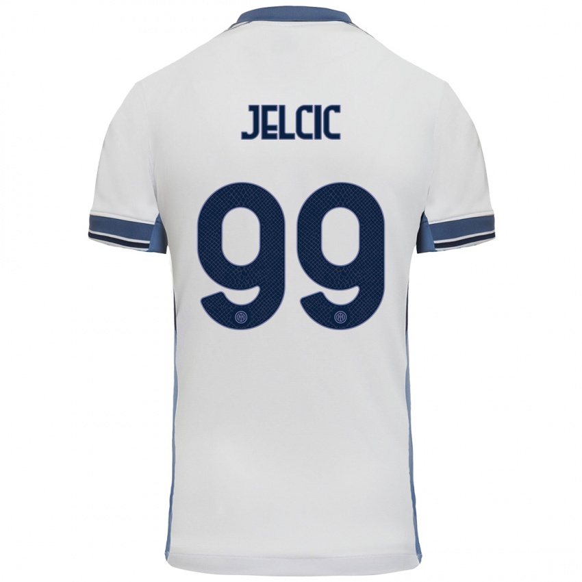 Niño Camiseta Maja Jelčić #99 Blanco Gris 2ª Equipación 2024/25 La Camisa Chile