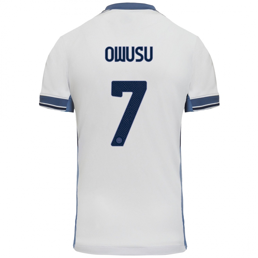 Niño Camiseta Enoch Owusu #7 Blanco Gris 2ª Equipación 2024/25 La Camisa Chile