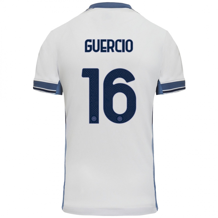 Niño Camiseta Tommaso Guercio #16 Blanco Gris 2ª Equipación 2024/25 La Camisa Chile