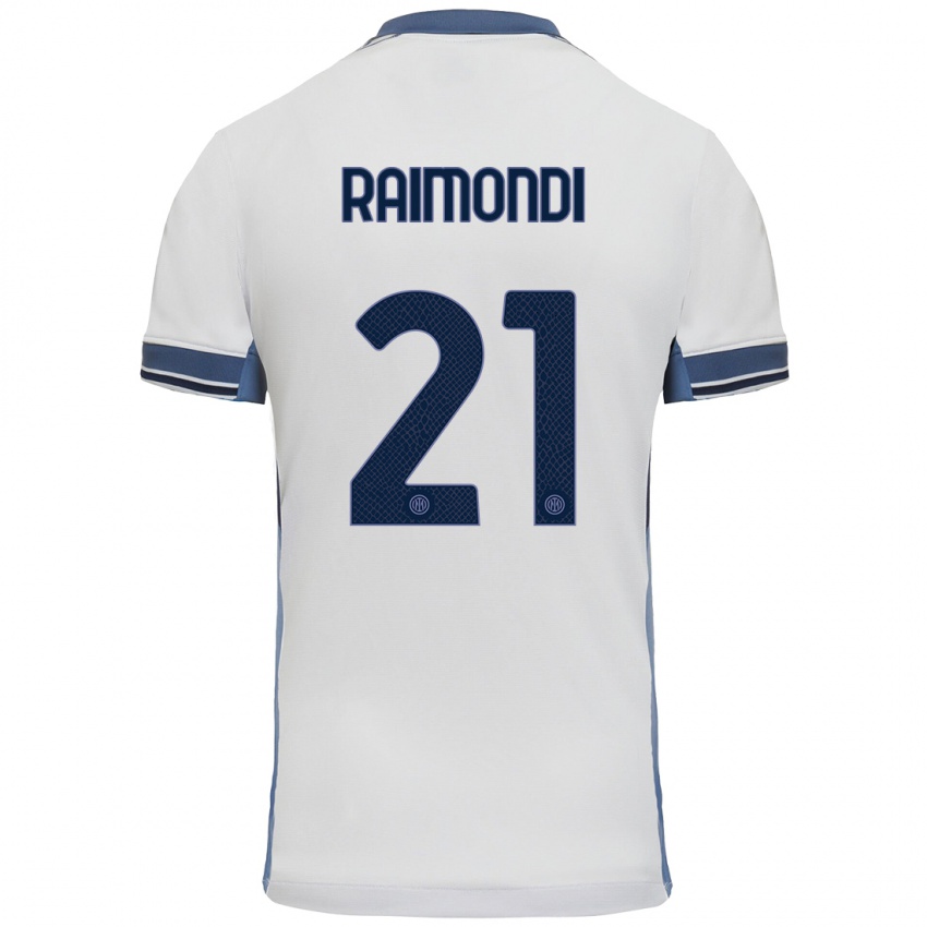 Niño Camiseta Paolo Raimondi #21 Blanco Gris 2ª Equipación 2024/25 La Camisa Chile