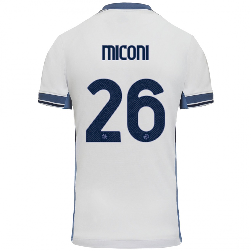 Niño Camiseta Riccardo Miconi #26 Blanco Gris 2ª Equipación 2024/25 La Camisa Chile