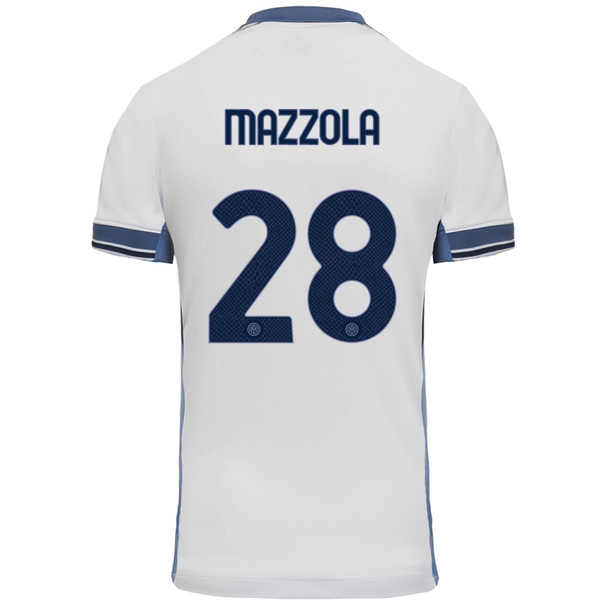 Niño Camiseta Giuseppe Mazzola #28 Blanco Gris 2ª Equipación 2024/25 La Camisa Chile