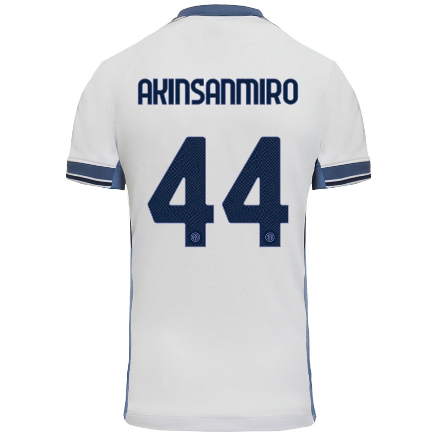 Niño Camiseta Ebenezer Akinsanmiro #44 Blanco Gris 2ª Equipación 2024/25 La Camisa Chile