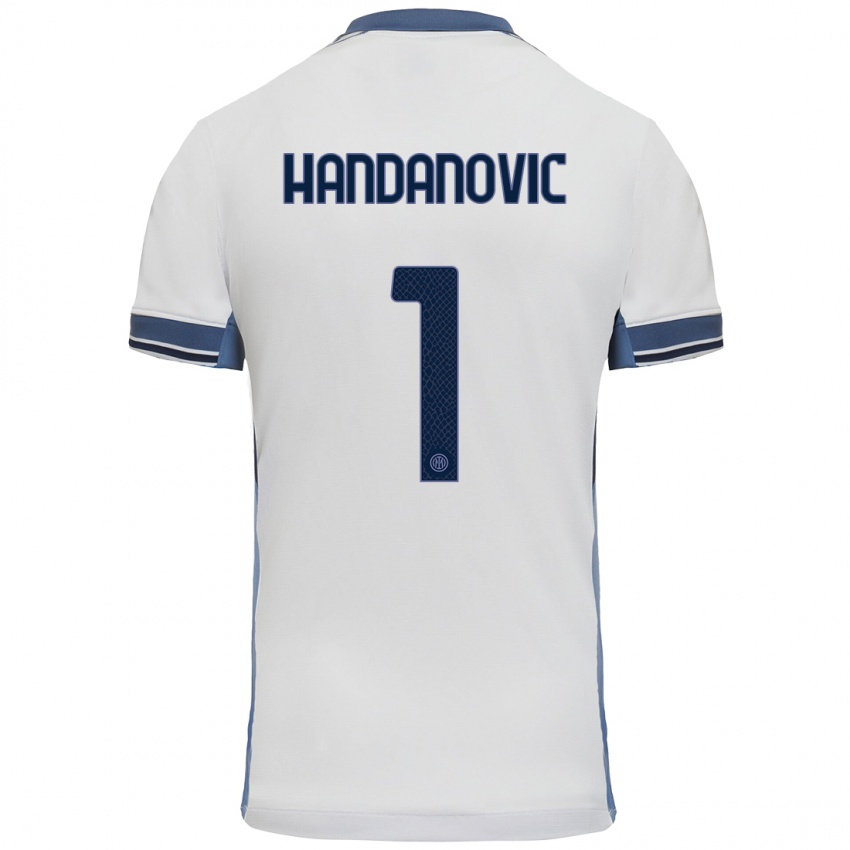 Niño Camiseta Samir Handanovic #1 Blanco Gris 2ª Equipación 2024/25 La Camisa Chile