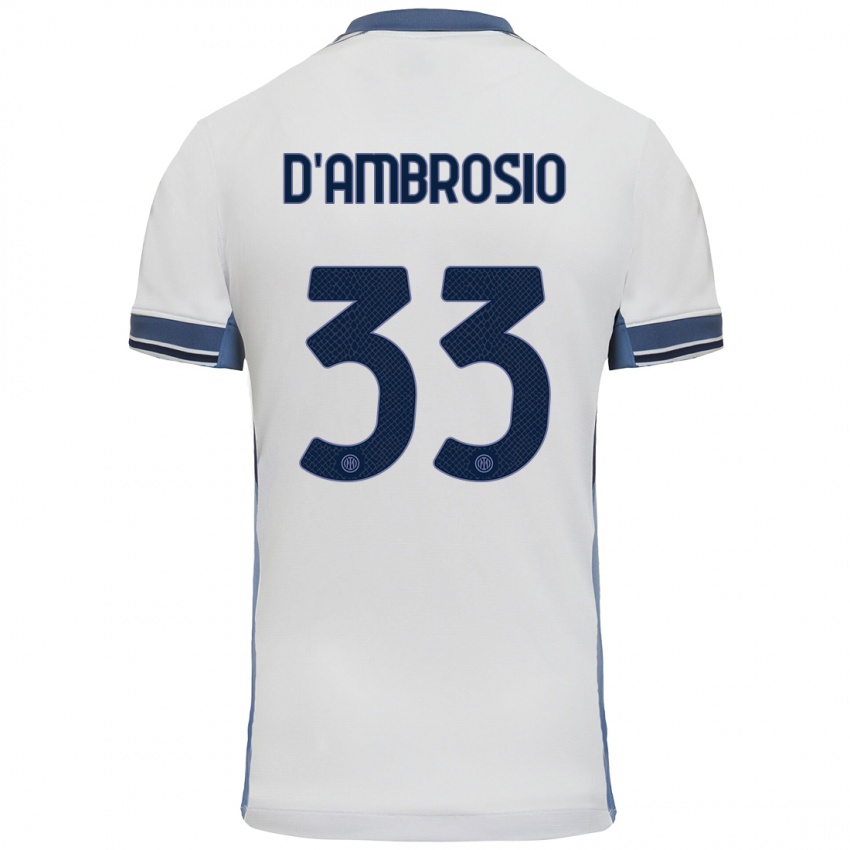 Niño Camiseta Danilo D'ambrosio #33 Blanco Gris 2ª Equipación 2024/25 La Camisa Chile