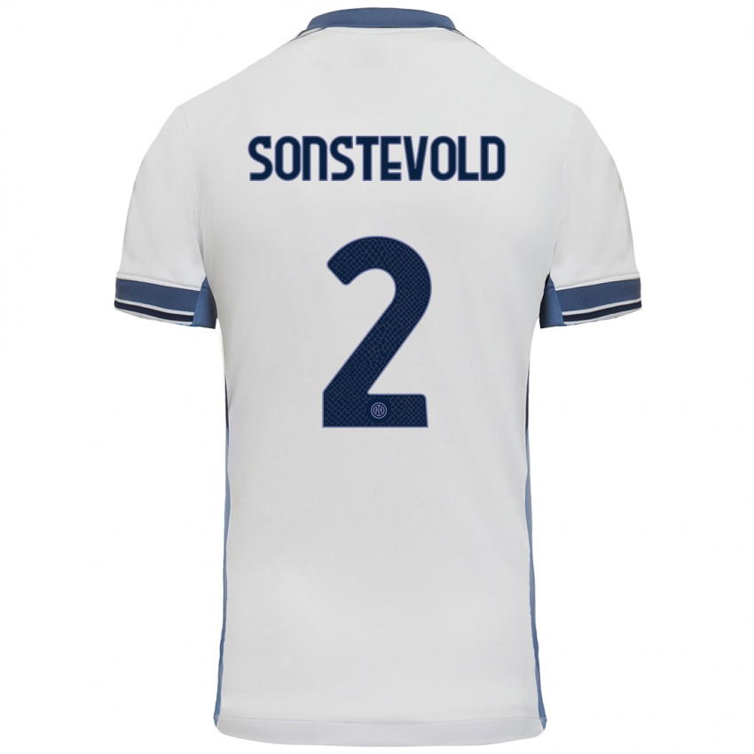 Niño Camiseta Anja Sonstevold #2 Blanco Gris 2ª Equipación 2024/25 La Camisa Chile