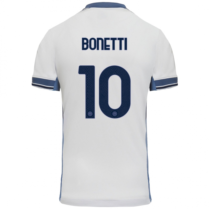 Niño Camiseta Tatiana Bonetti #10 Blanco Gris 2ª Equipación 2024/25 La Camisa Chile