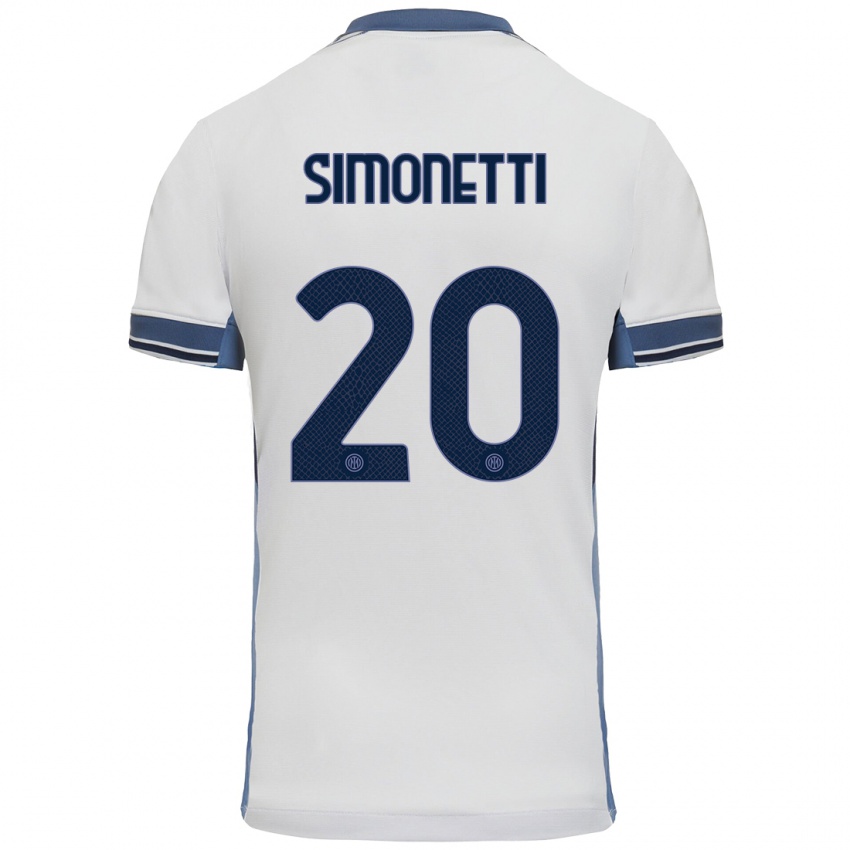 Niño Camiseta Flaminia Simonetti #20 Blanco Gris 2ª Equipación 2024/25 La Camisa Chile