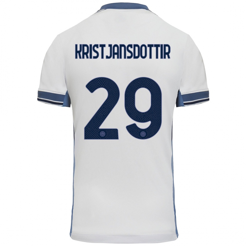 Niño Camiseta Anna Bjork Kristjansdottir #29 Blanco Gris 2ª Equipación 2024/25 La Camisa Chile