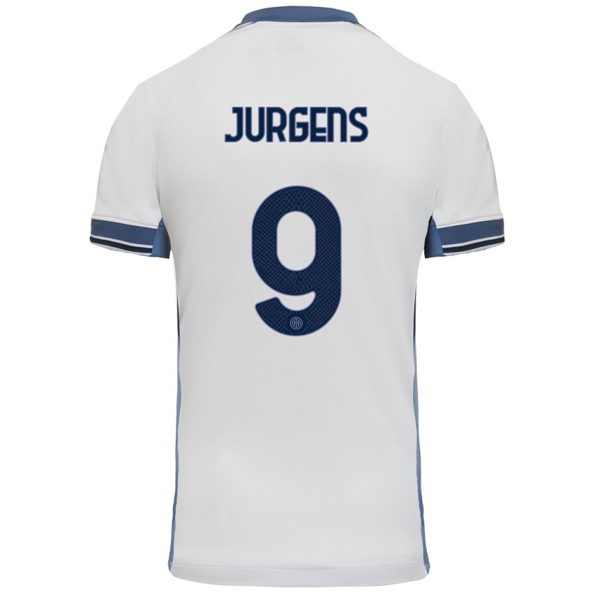 Niño Camiseta Oliver Jurgens #9 Blanco Gris 2ª Equipación 2024/25 La Camisa Chile