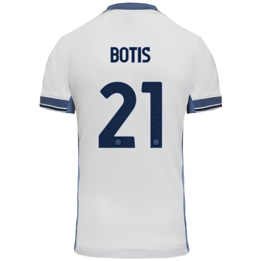 Niño Camiseta Nikolaos Botis #21 Blanco Gris 2ª Equipación 2024/25 La Camisa Chile