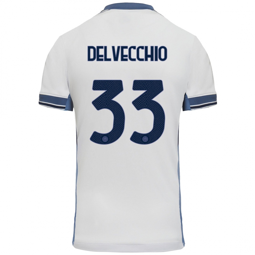 Niño Camiseta Gabriele Delvecchio #33 Blanco Gris 2ª Equipación 2024/25 La Camisa Chile