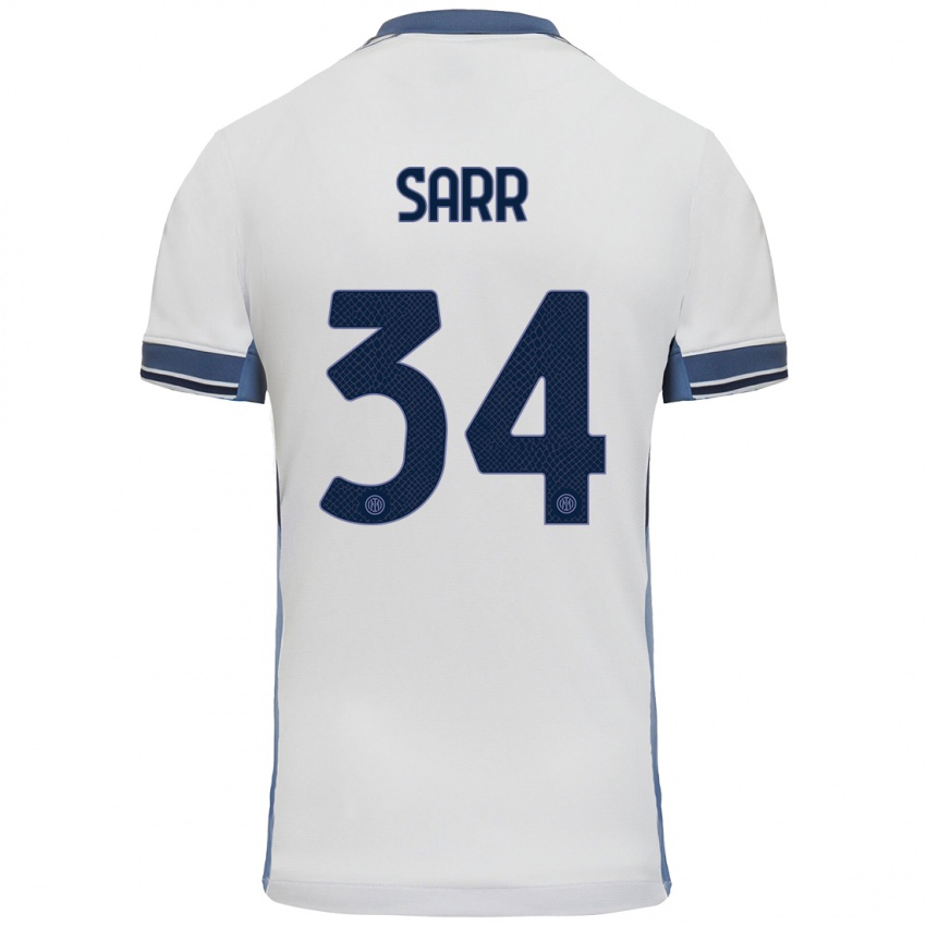 Niño Camiseta Amadou Sarr #34 Blanco Gris 2ª Equipación 2024/25 La Camisa Chile