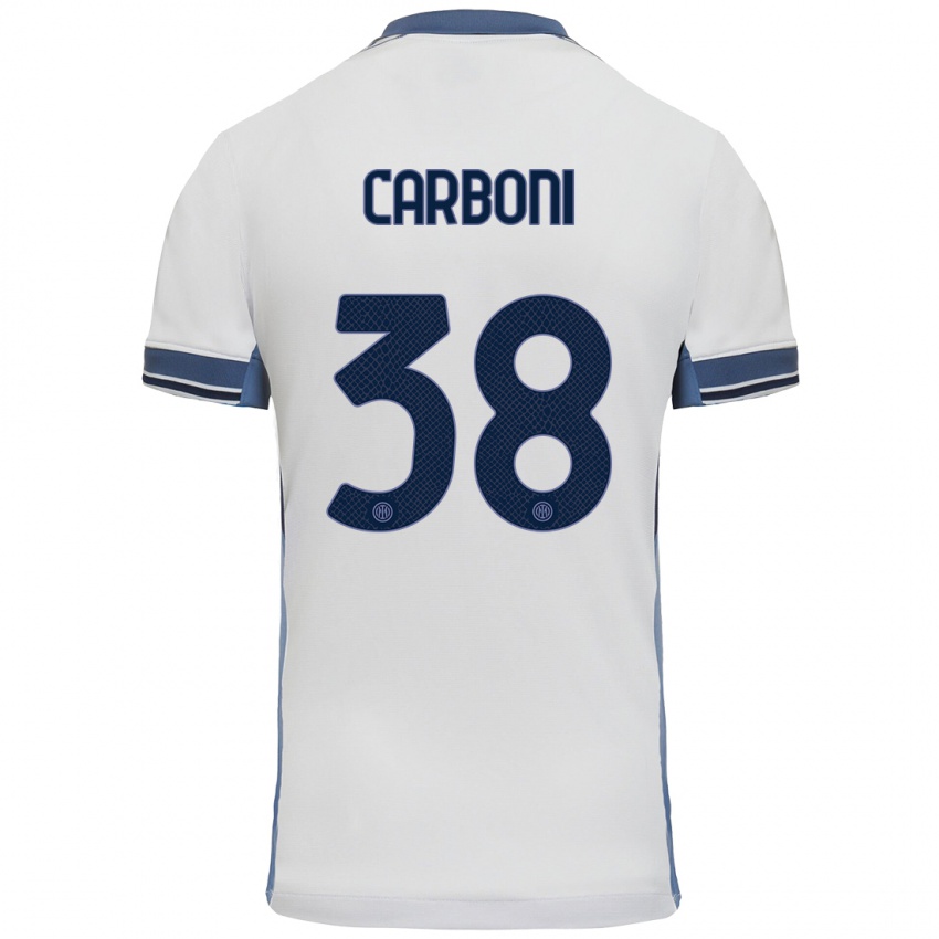 Niño Camiseta Valentin Carboni #38 Blanco Gris 2ª Equipación 2024/25 La Camisa Chile