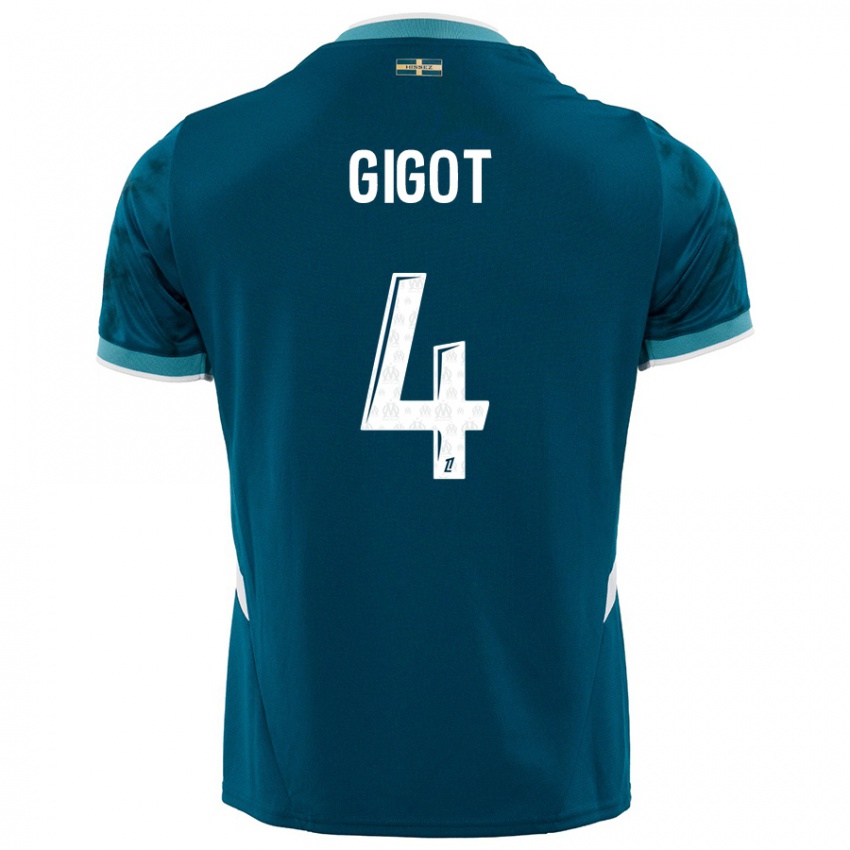 Niño Camiseta Samuel Gigot #4 Azul Turquesa 2ª Equipación 2024/25 La Camisa Chile