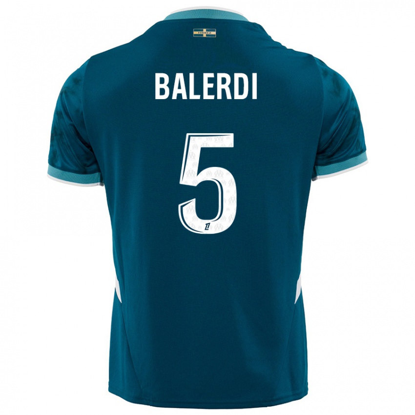 Niño Camiseta Leonardo Balerdi #5 Azul Turquesa 2ª Equipación 2024/25 La Camisa Chile