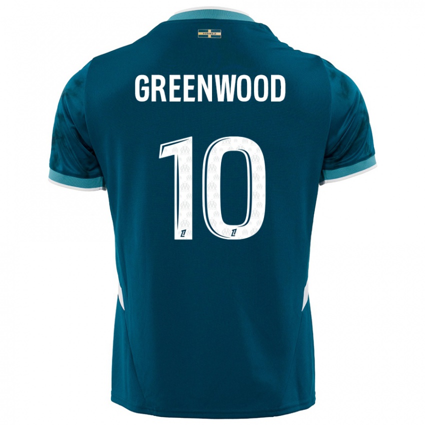 Niño Camiseta Mason Greenwood #10 Azul Turquesa 2ª Equipación 2024/25 La Camisa Chile