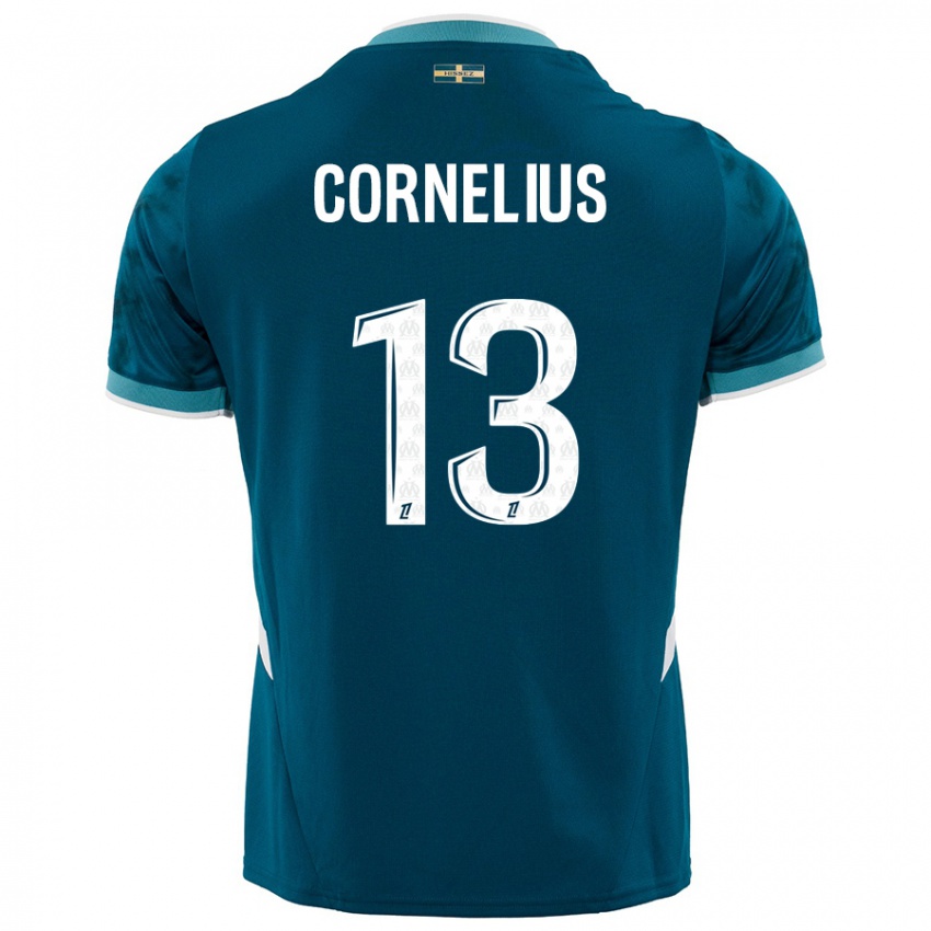 Niño Camiseta Derek Cornelius #13 Azul Turquesa 2ª Equipación 2024/25 La Camisa Chile