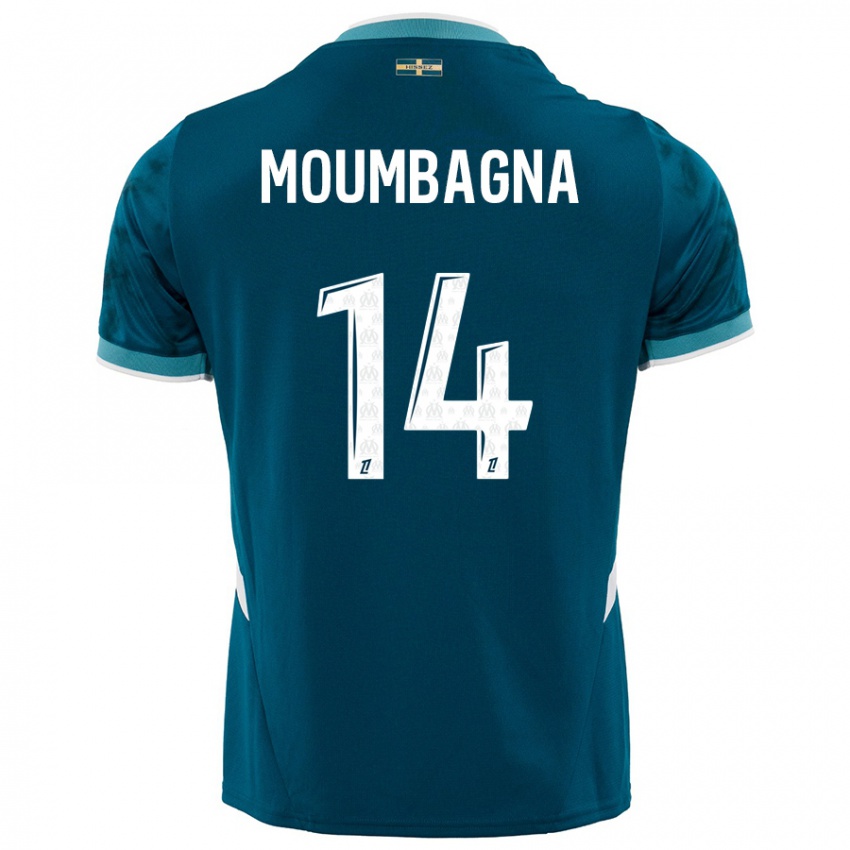 Niño Camiseta Faris Moumbagna #14 Azul Turquesa 2ª Equipación 2024/25 La Camisa Chile