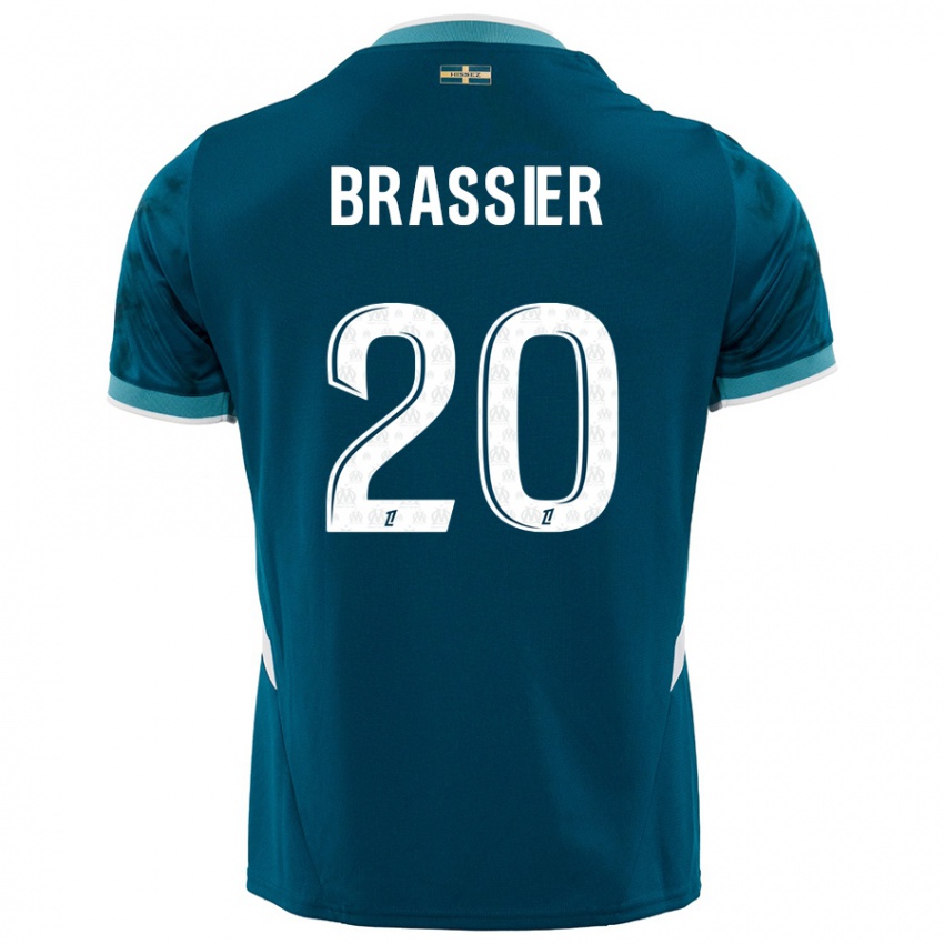 Niño Camiseta Lilian Brassier #20 Azul Turquesa 2ª Equipación 2024/25 La Camisa Chile