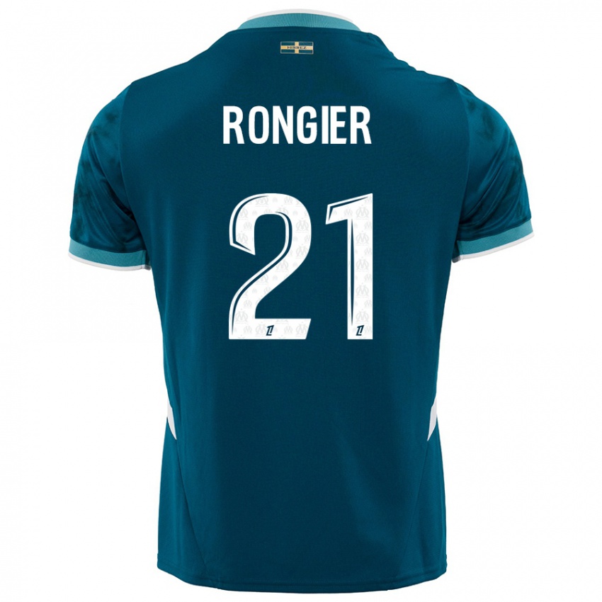 Niño Camiseta Valentin Rongier #21 Azul Turquesa 2ª Equipación 2024/25 La Camisa Chile