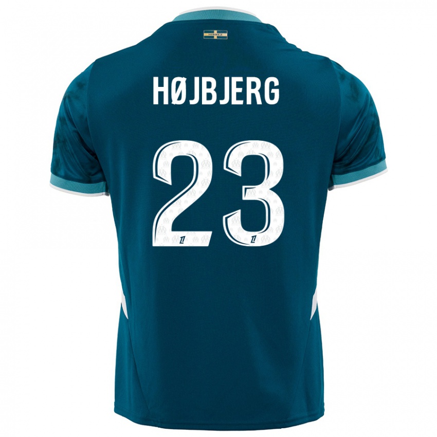 Niño Camiseta Pierre Emile Hojbjerg #23 Azul Turquesa 2ª Equipación 2024/25 La Camisa Chile