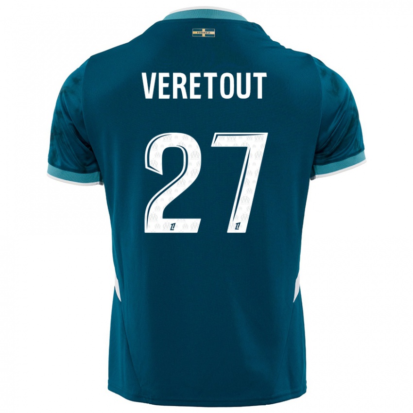 Niño Camiseta Jordan Veretout #27 Azul Turquesa 2ª Equipación 2024/25 La Camisa Chile