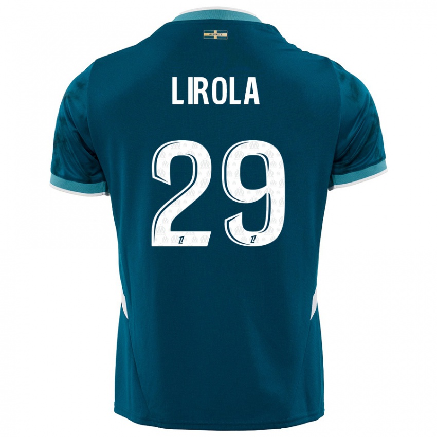 Niño Camiseta Pol Lirola #29 Azul Turquesa 2ª Equipación 2024/25 La Camisa Chile