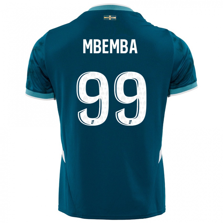 Niño Camiseta Chancel Mbemba #99 Azul Turquesa 2ª Equipación 2024/25 La Camisa Chile