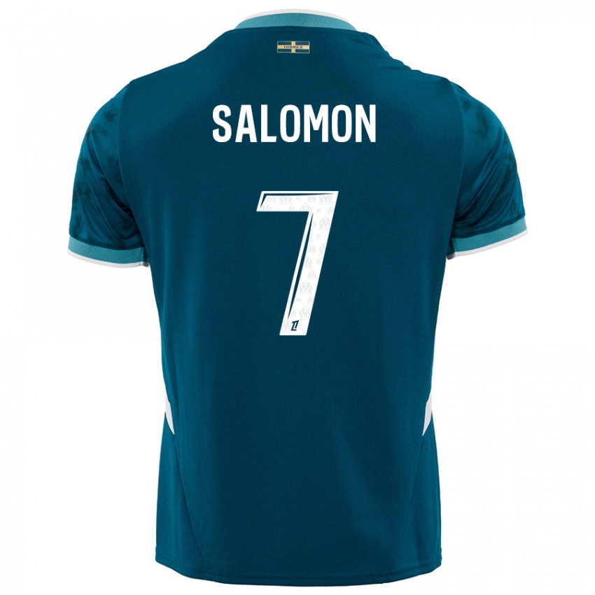 Niño Camiseta Maëva Salomon #7 Azul Turquesa 2ª Equipación 2024/25 La Camisa Chile