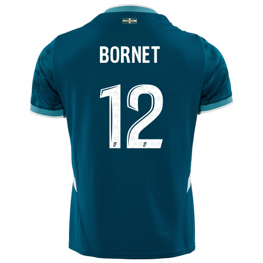 Niño Camiseta Camille Bornet #12 Azul Turquesa 2ª Equipación 2024/25 La Camisa Chile