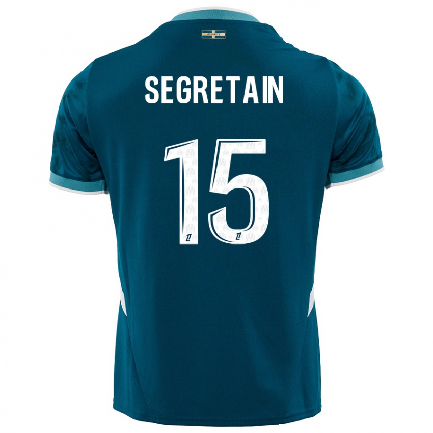 Niño Camiseta Julie Ségrétain #15 Azul Turquesa 2ª Equipación 2024/25 La Camisa Chile