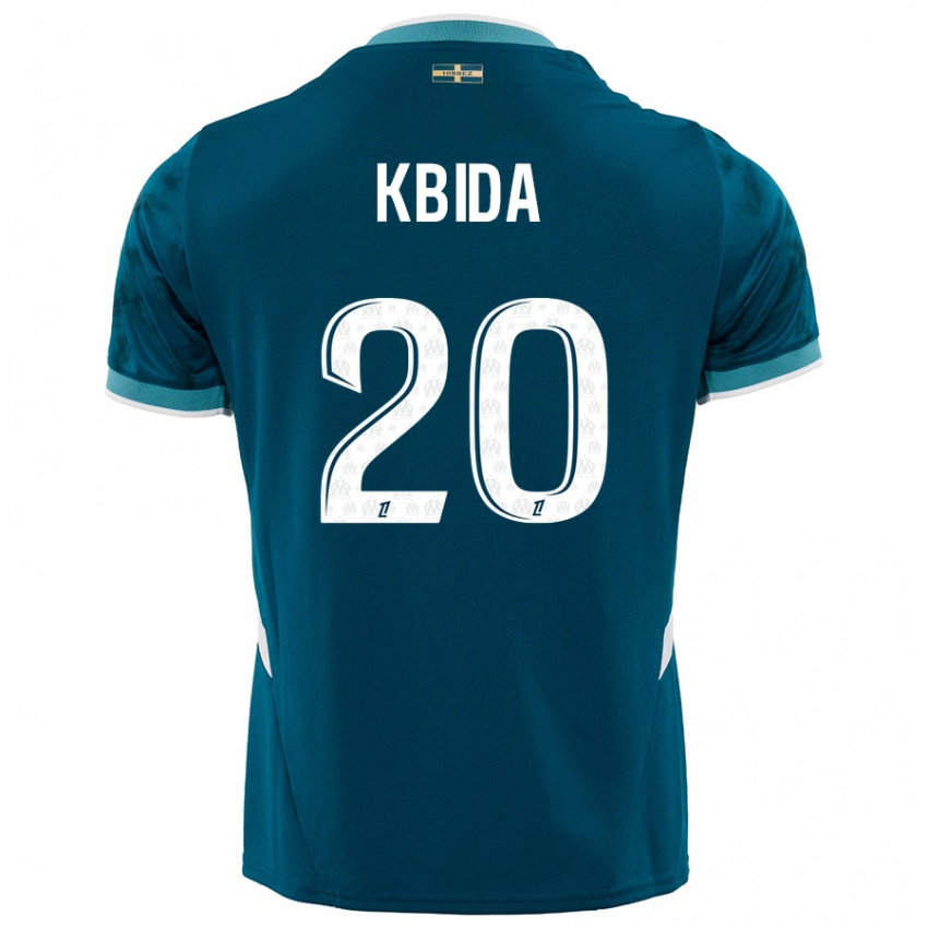 Niño Camiseta Inès Kbida #20 Azul Turquesa 2ª Equipación 2024/25 La Camisa Chile